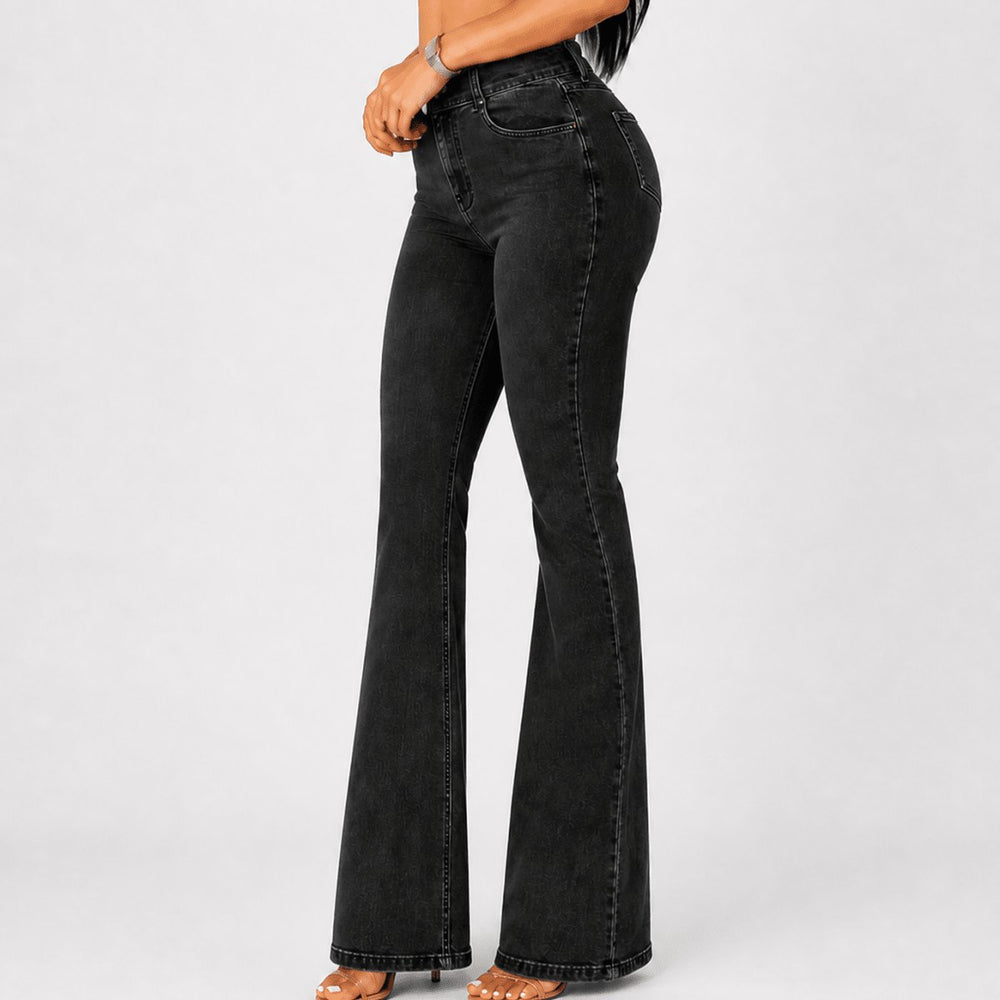Effortless Flare Jeans for Women with High Waisted Relaxed Button Front Retro Style