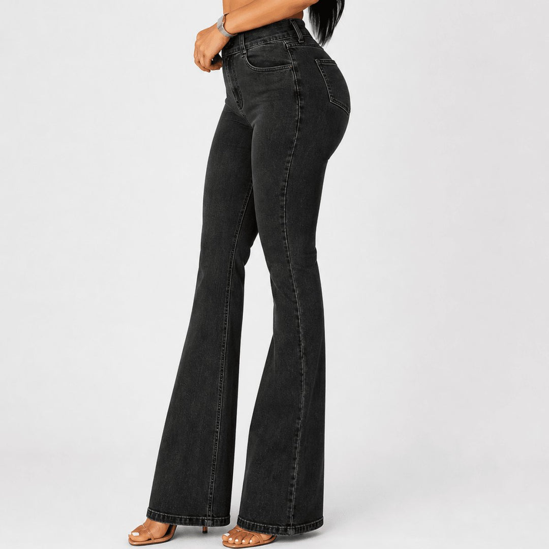 Effortless Flare Jeans for Women with High Waisted Relaxed Button Front Retro Style
