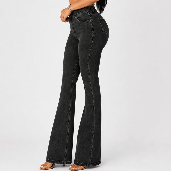 Effortless Flare Jeans for Women with High Waisted Relaxed Button Front Retro Style