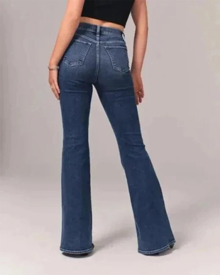 Effortless Flare Jeans for Women with Wide Leg Side Slit Retro Style