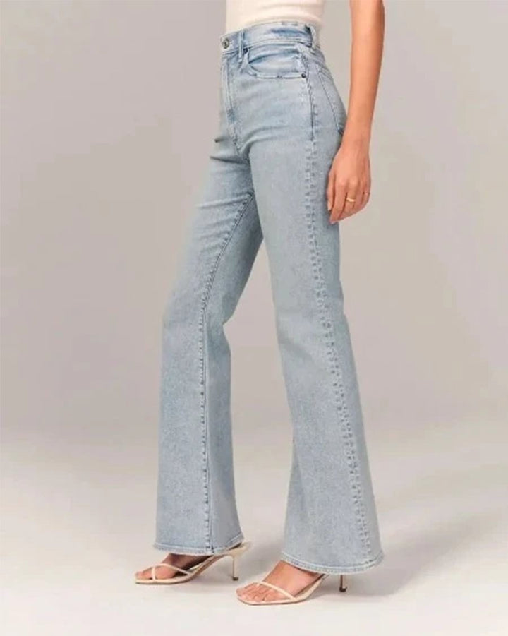 Effortless Flare Jeans for Women with Wide Leg Side Slit Retro Style