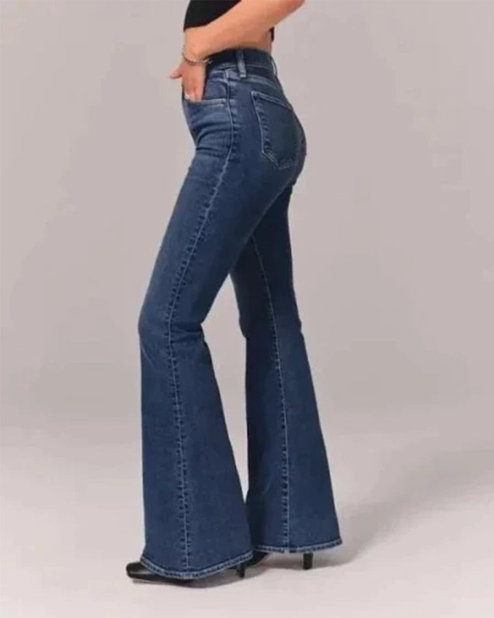 Effortless Flare Jeans for Women with Wide Leg Side Slit Retro Style