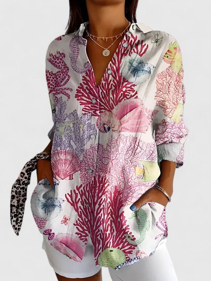 Effortless Floral Button Up Shirt for Women with Classic Cut Casual Style