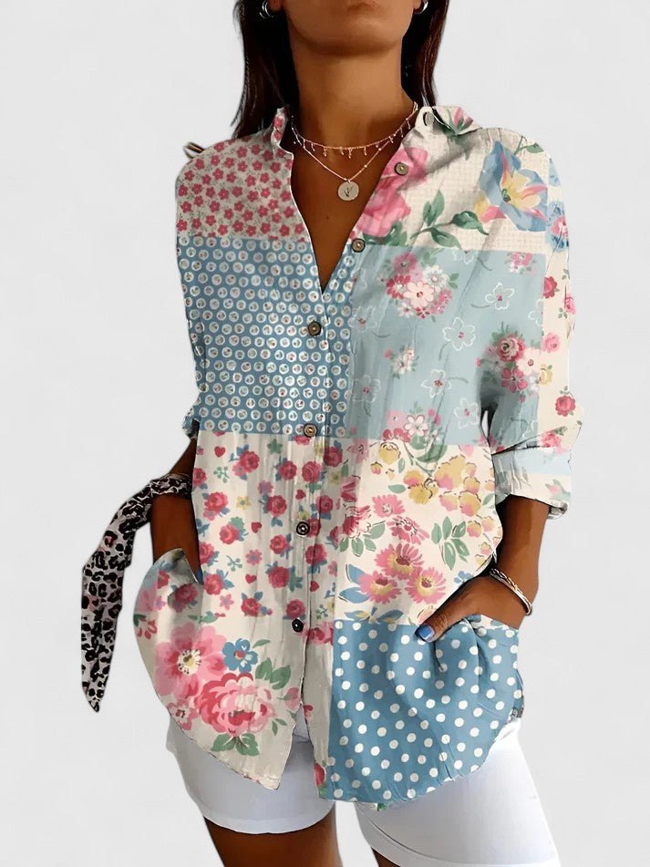 Effortless Floral Button Up Shirt for Women with Classic Cut Casual Style