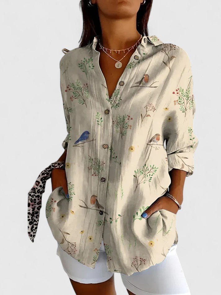 Effortless Floral Button Up Shirt for Women with Classic Cut Casual Style