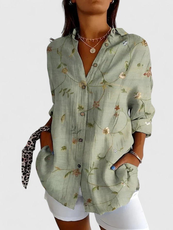 Effortless Floral Button Up Shirt for Women with Classic Cut Casual Style