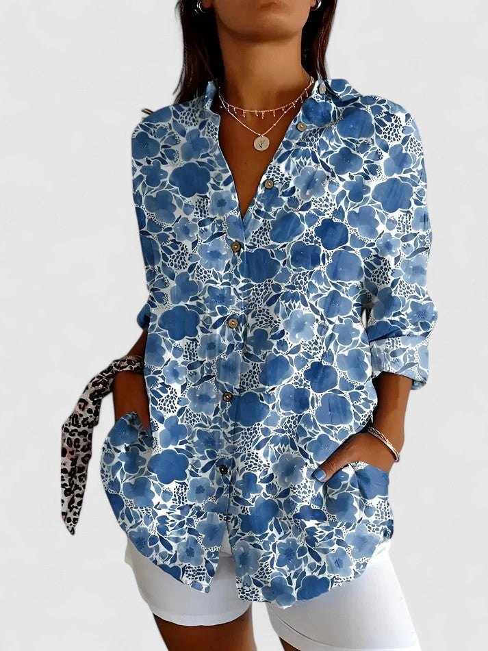 Effortless Floral Button Up Shirt for Women with Classic Cut Casual Style