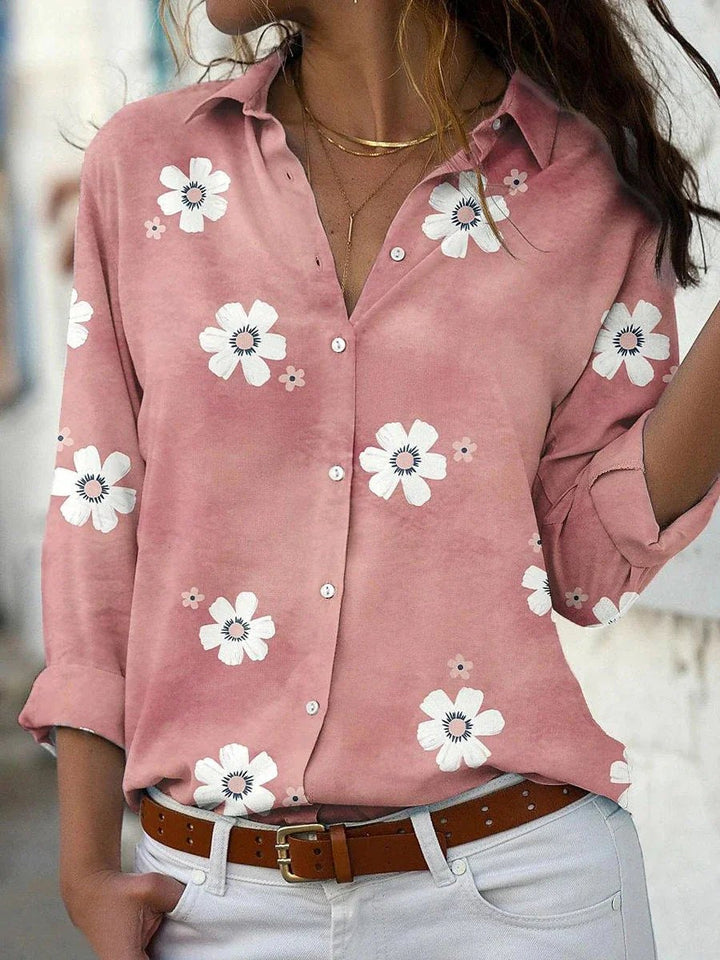Effortless Floral Button Up Shirt for Women with Collar Relaxed Button Front Casual Style