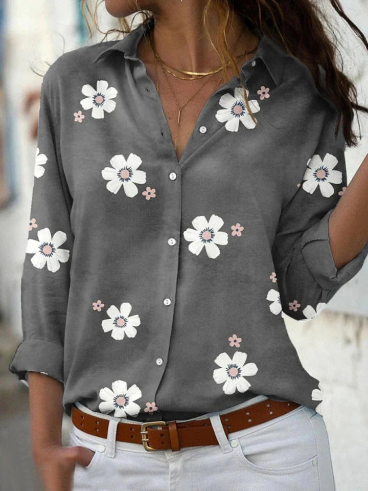 Effortless Floral Button Up Shirt for Women with Collar Relaxed Button Front Casual Style