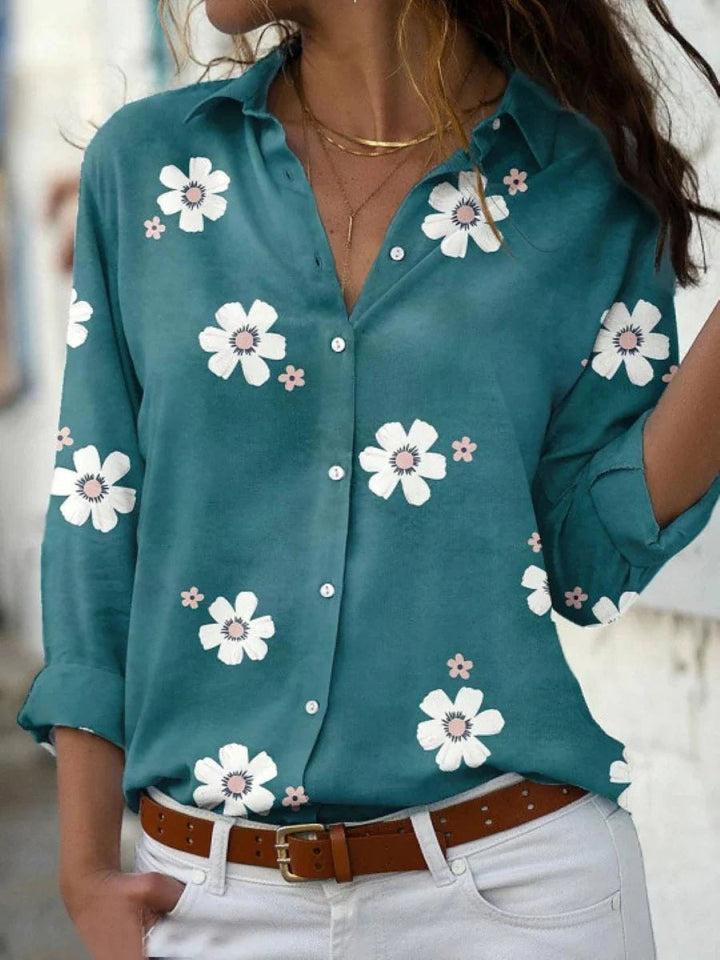 Effortless Floral Button Up Shirt for Women with Collar Relaxed Button Front Casual Style