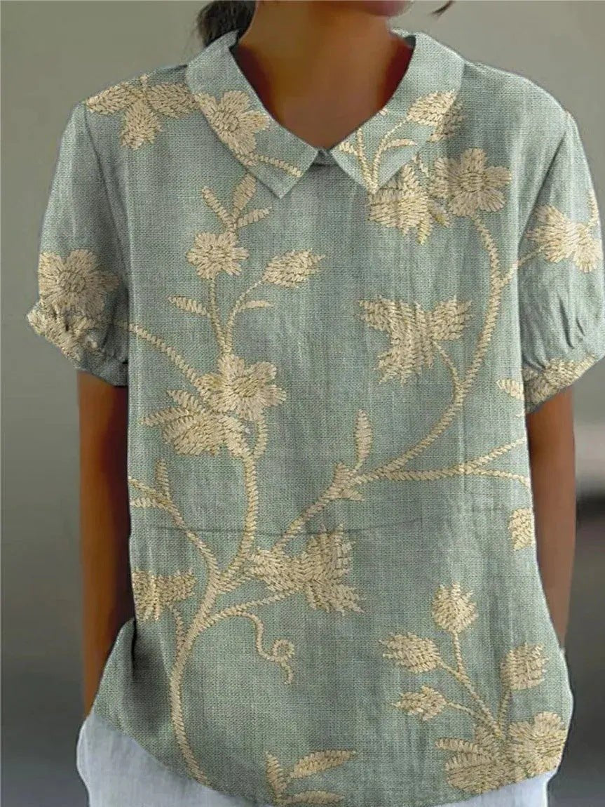 Effortless Floral Collar Shirt for Women with Relaxed Smart Casual Style