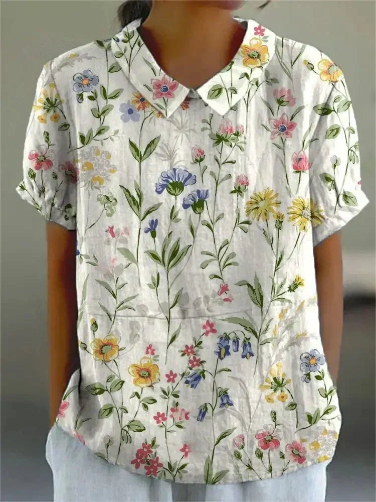 Effortless Floral Collar Shirt for Women with Relaxed Smart Casual Style