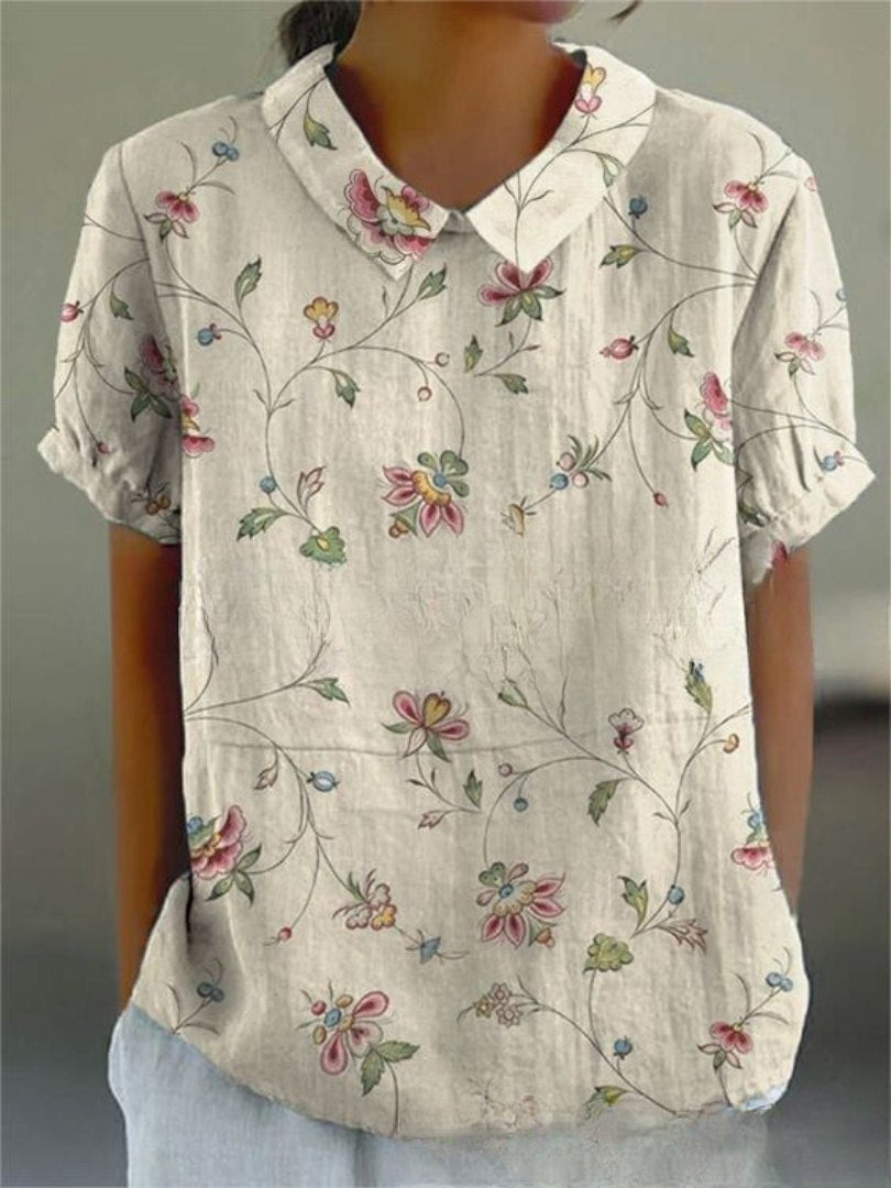 Effortless Floral Collar Shirt for Women with Relaxed Smart Casual Style