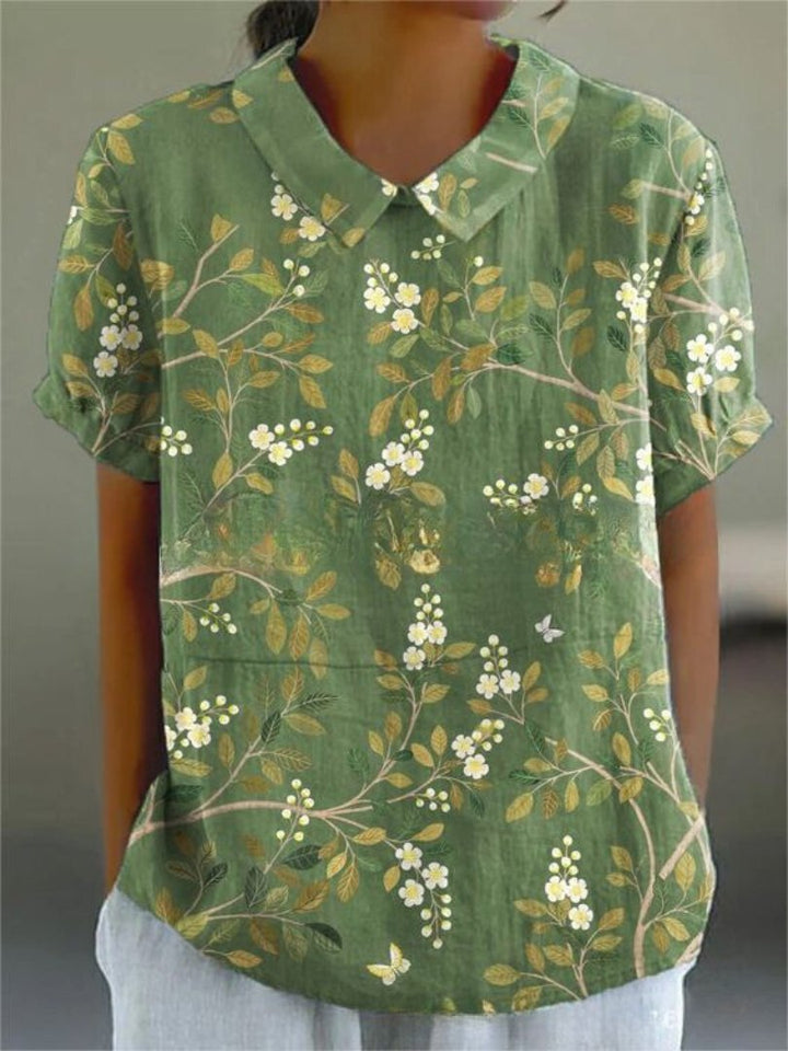Effortless Floral Collar Shirt for Women with Relaxed Smart Casual Style