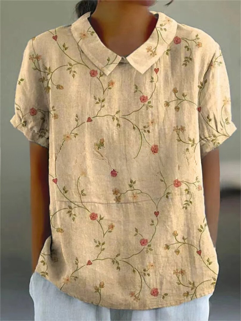 Effortless Floral Collar Shirt for Women with Relaxed Smart Casual Style