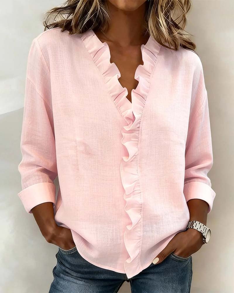 Effortless Going Out Top for Women with V Neck Long Sleeve Relaxed Evening Style