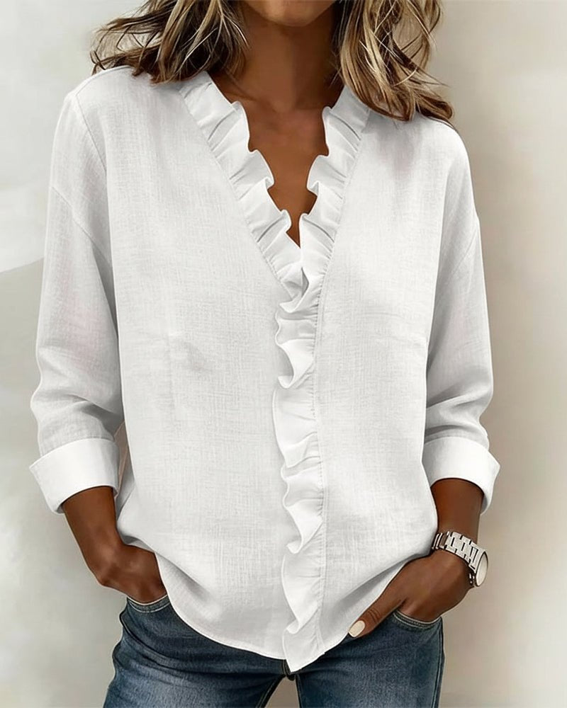 Effortless Going Out Top for Women with V Neck Long Sleeve Relaxed Evening Style
