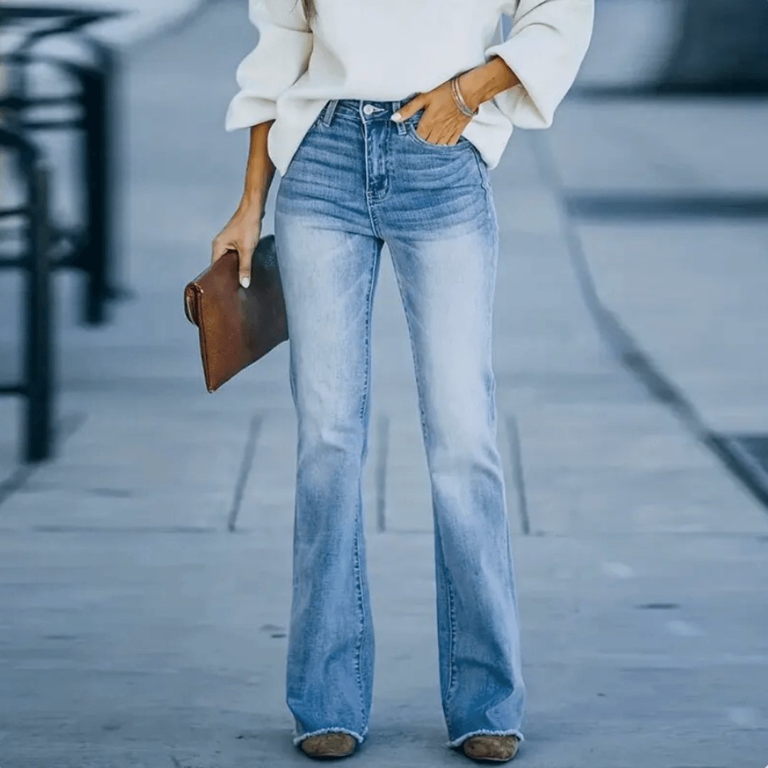 Effortless High Waisted Jeans for Women with Straight Leg Casual Style
