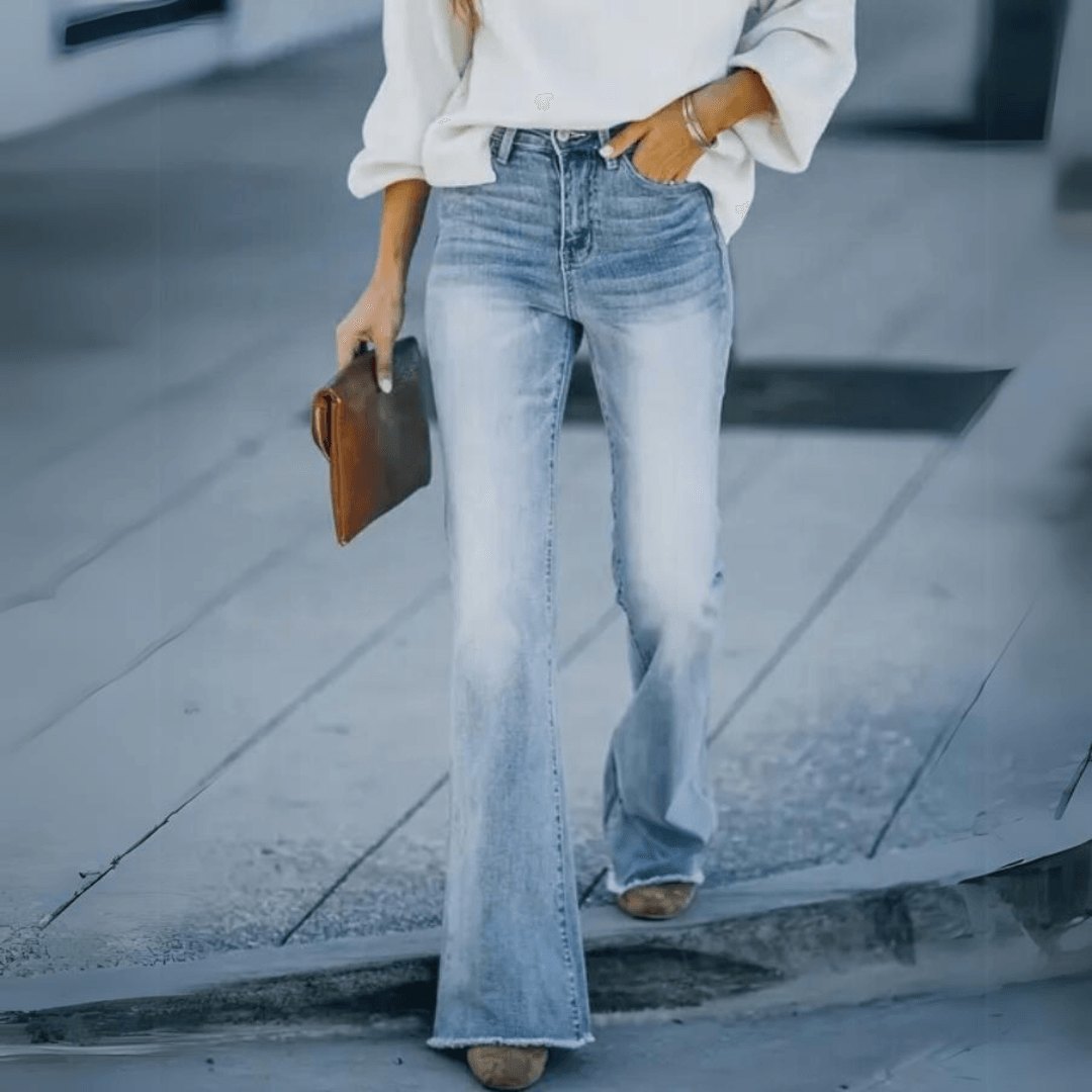 Effortless High Waisted Jeans for Women with Straight Leg Casual Style