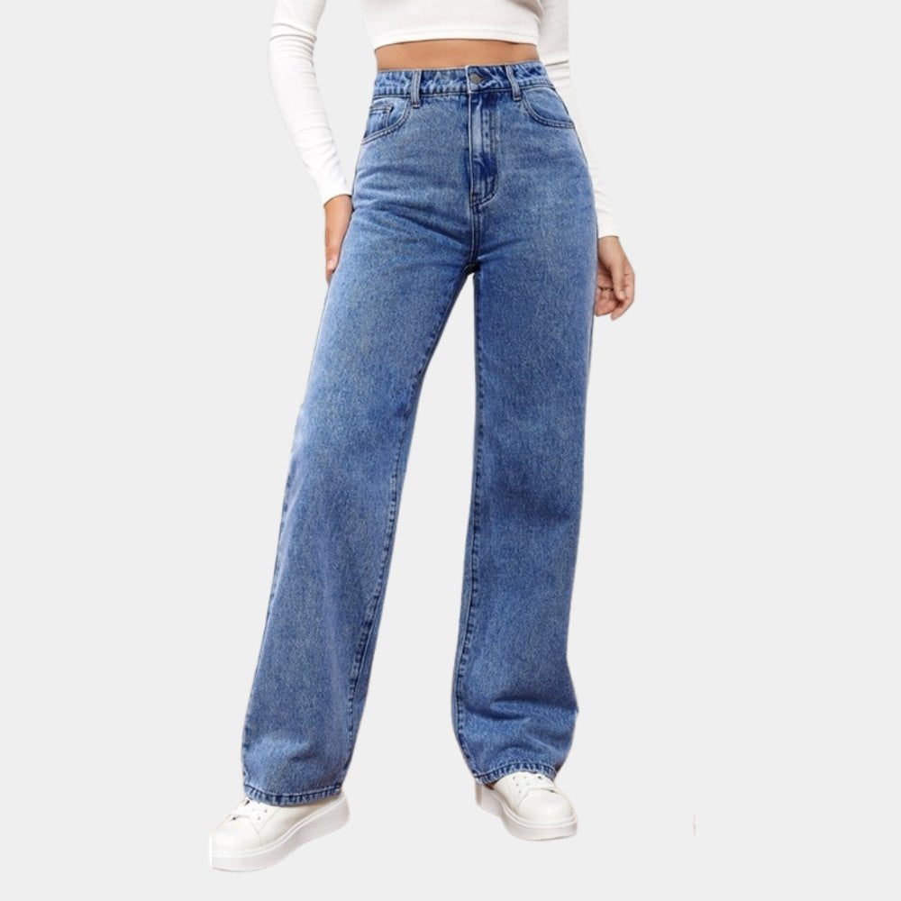 Effortless High Waisted Jeans for Women with Wide Leg Cropped Side Slit Casual Style