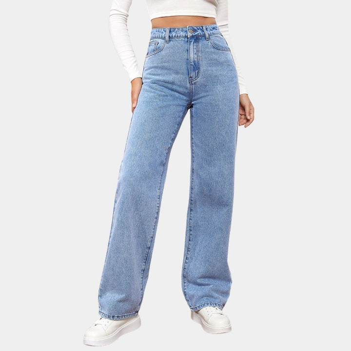Effortless High Waisted Jeans for Women with Wide Leg Cropped Side Slit Casual Style