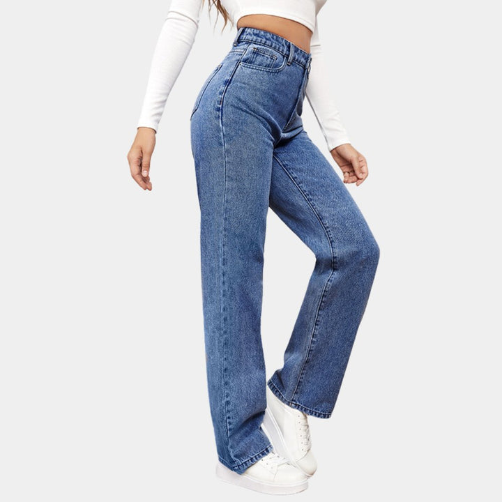 Effortless High Waisted Jeans for Women with Wide Leg Cropped Side Slit Casual Style