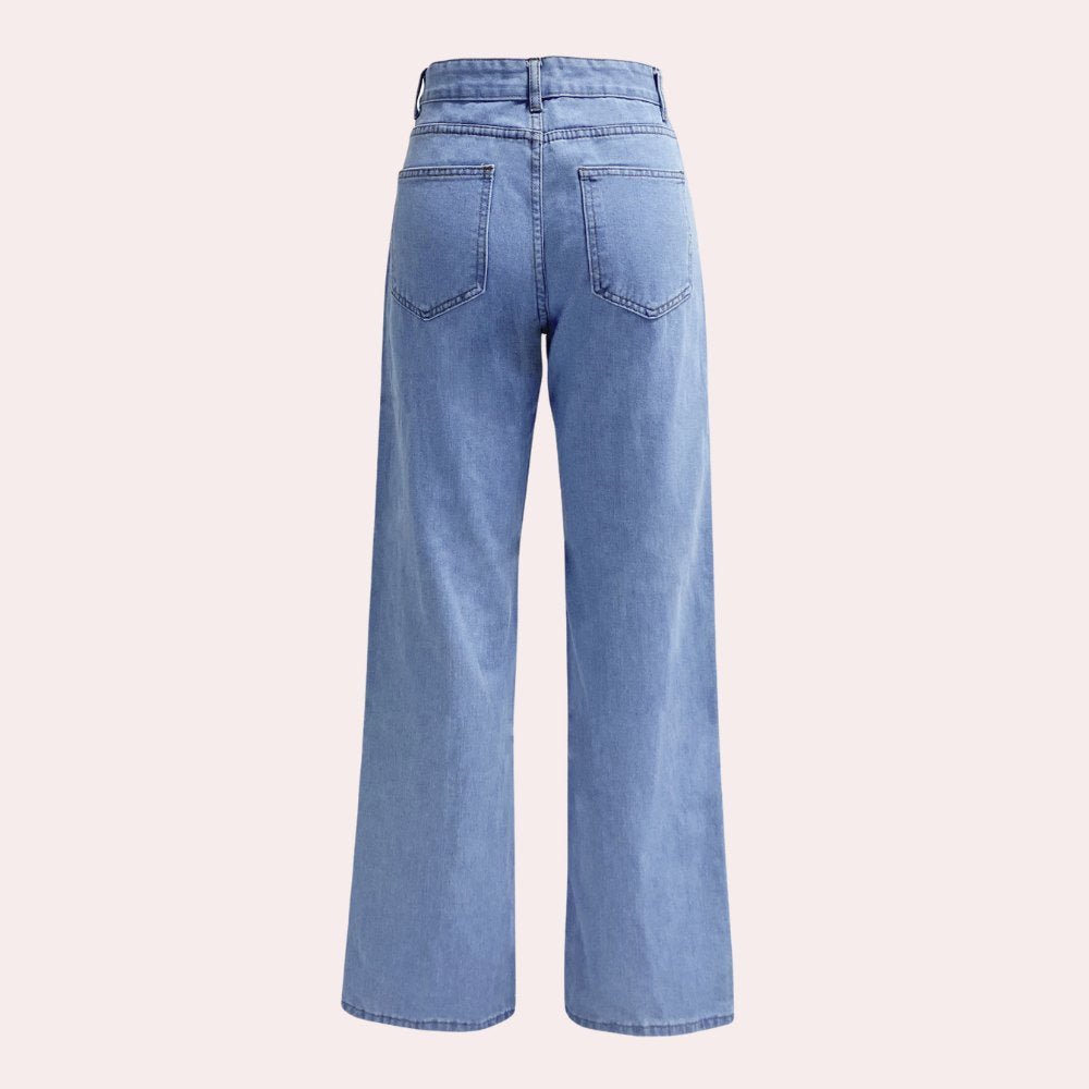 Effortless High Waisted Jeans for Women with Wide Leg Cropped Side Slit Casual Style