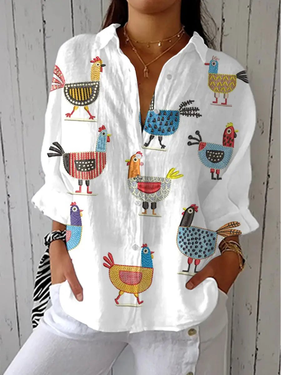 Effortless Multicolour Abstract White Shirt for Women with V Neck Relaxed Everyday Style