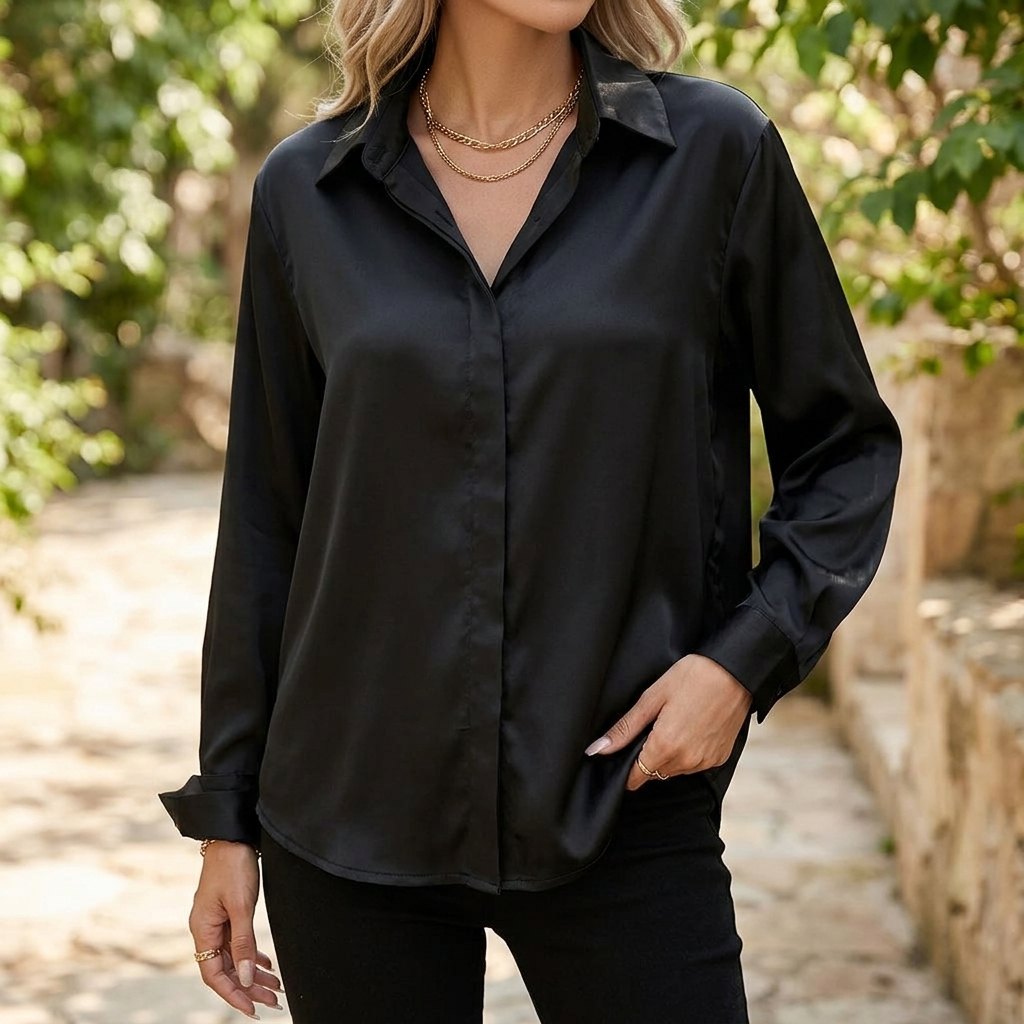 Effortless Satin Going Out Top for Women with Soft Drape Evening Style