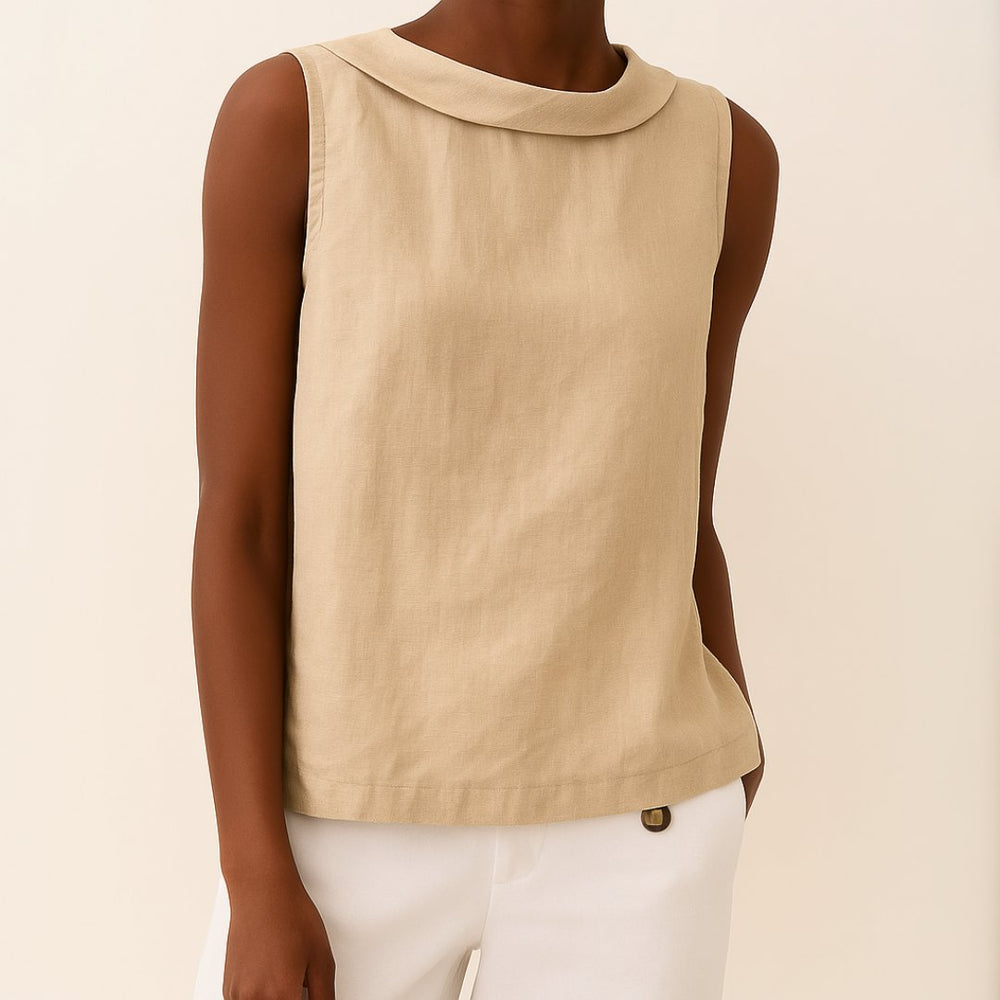 Effortless Tank Top for Women with Collar Sleeveless Layering Style
