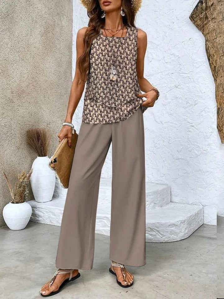 Effortless Tank Top for Women with Crew Neck Sleeveless Wide Leg Layering Style