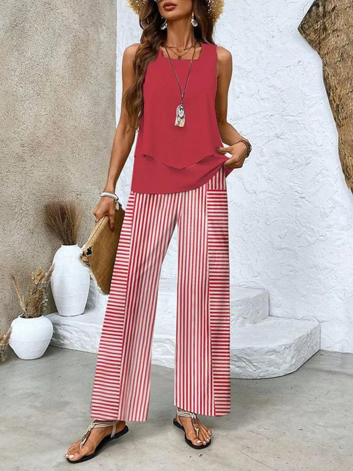 Effortless Tank Top for Women with Crew Neck Sleeveless Wide Leg Layering Style