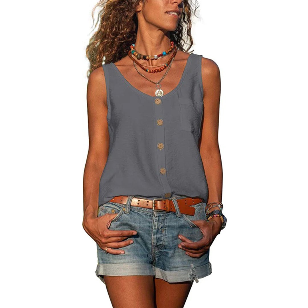 Effortless Tank Top for Women with Scoop Neck Sleeveless Relaxed Layering Style