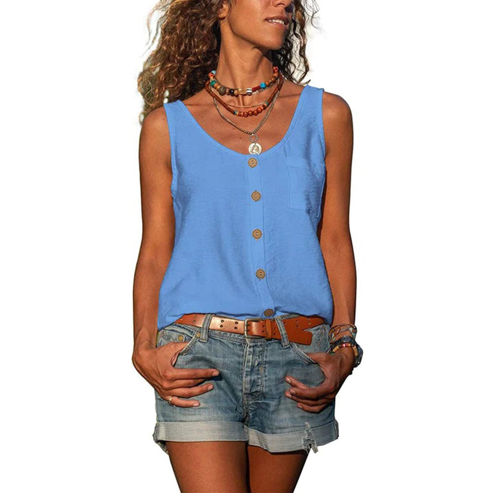 Effortless Tank Top for Women with Scoop Neck Sleeveless Relaxed Layering Style