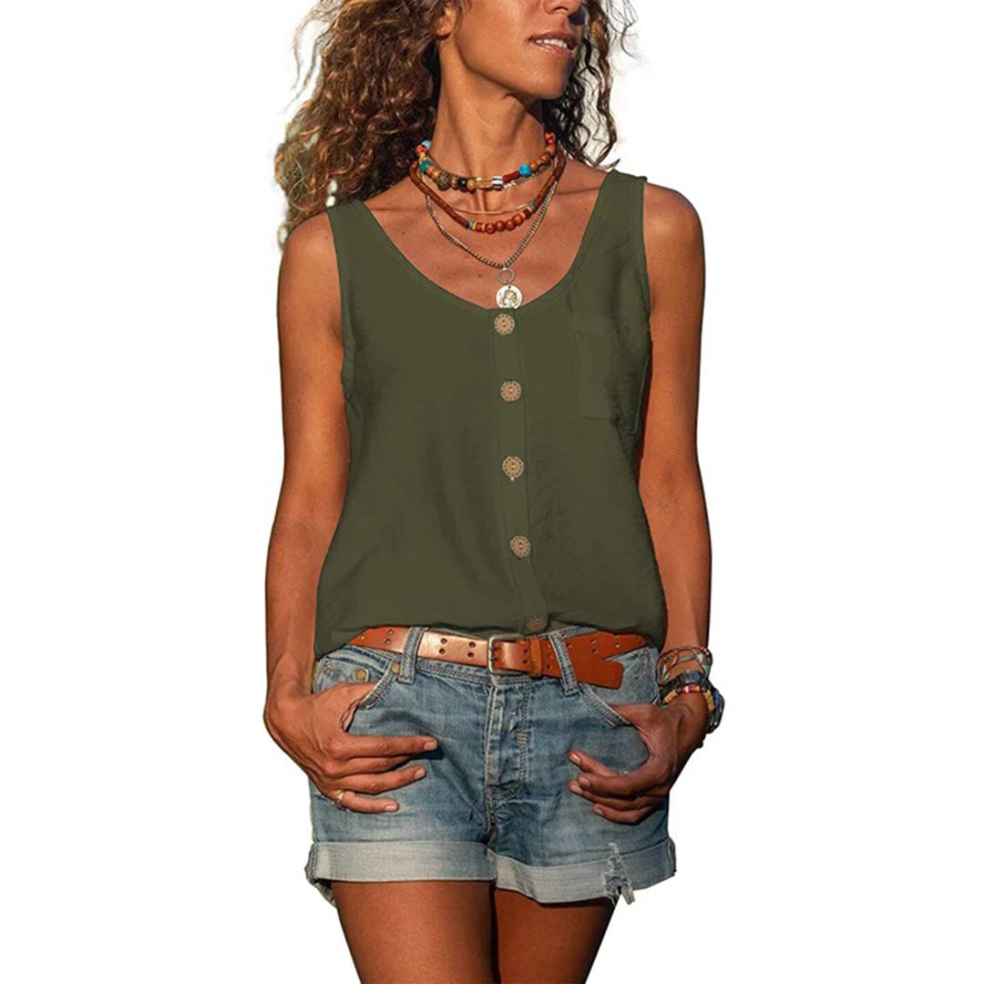 Effortless Tank Top for Women with Scoop Neck Sleeveless Relaxed Layering Style