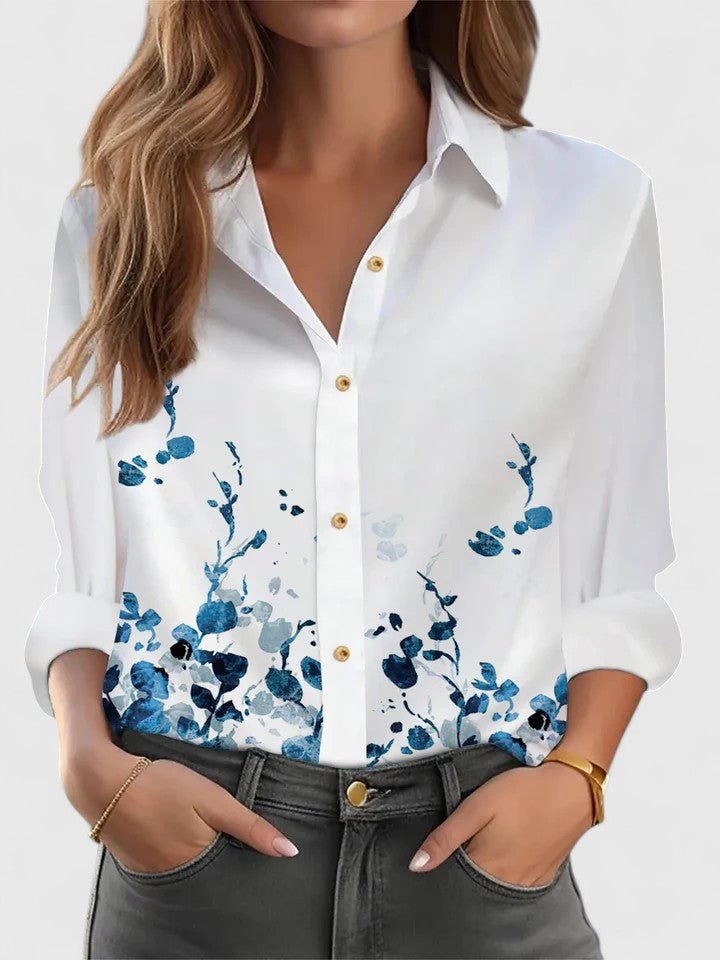 Effortless White Button Down Shirt for Women with Long Sleeve Relaxed Office Style