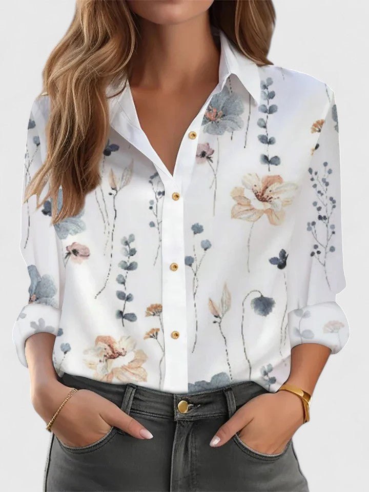Effortless White Button Down Shirt for Women with Long Sleeve Relaxed Office Style