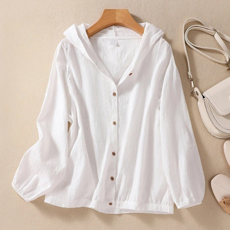Effortless White Shirt for Women with Hood Relaxed Everyday Style