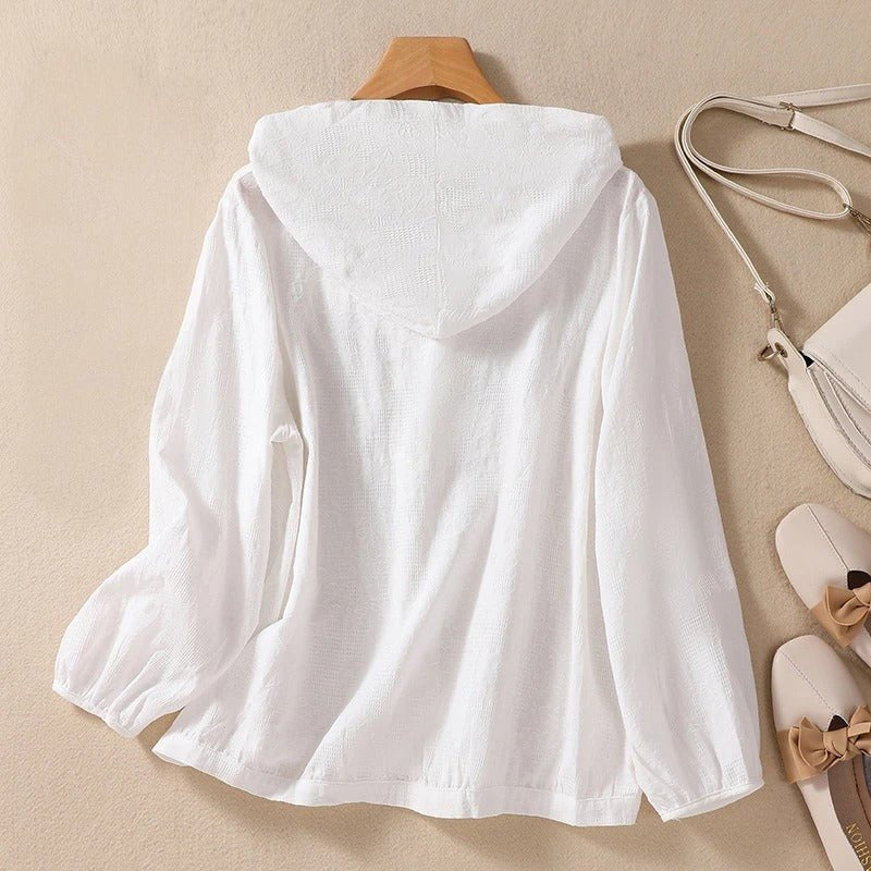 Effortless White Shirt for Women with Hood Relaxed Everyday Style