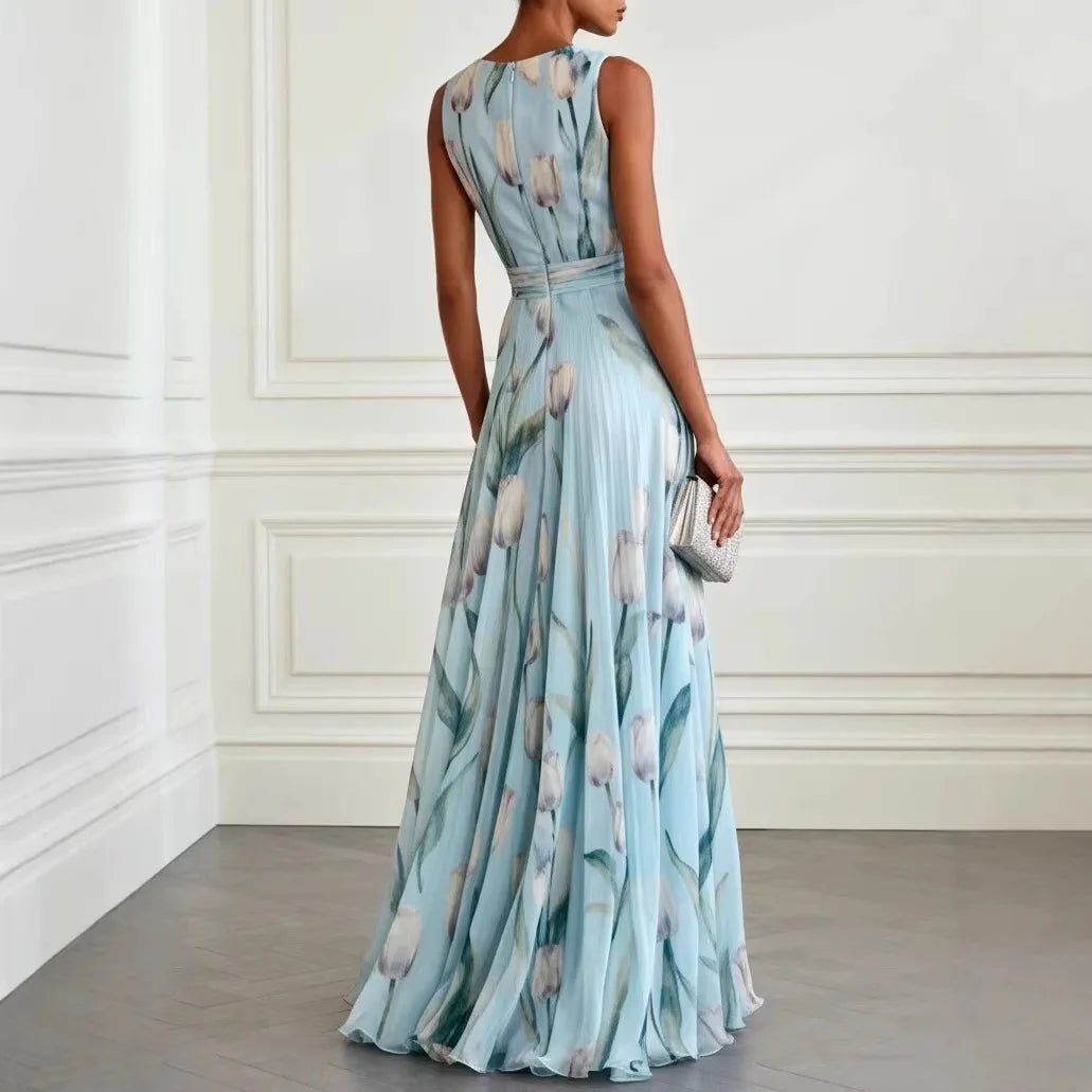 Elegant Chiffon Formal Dress for Women with V Neck Flared A Line Formal Style