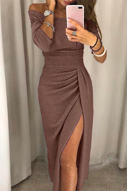 Elegant Cocktail Dress for Women with Off Shoulder Long Sleeve Cocktail Style