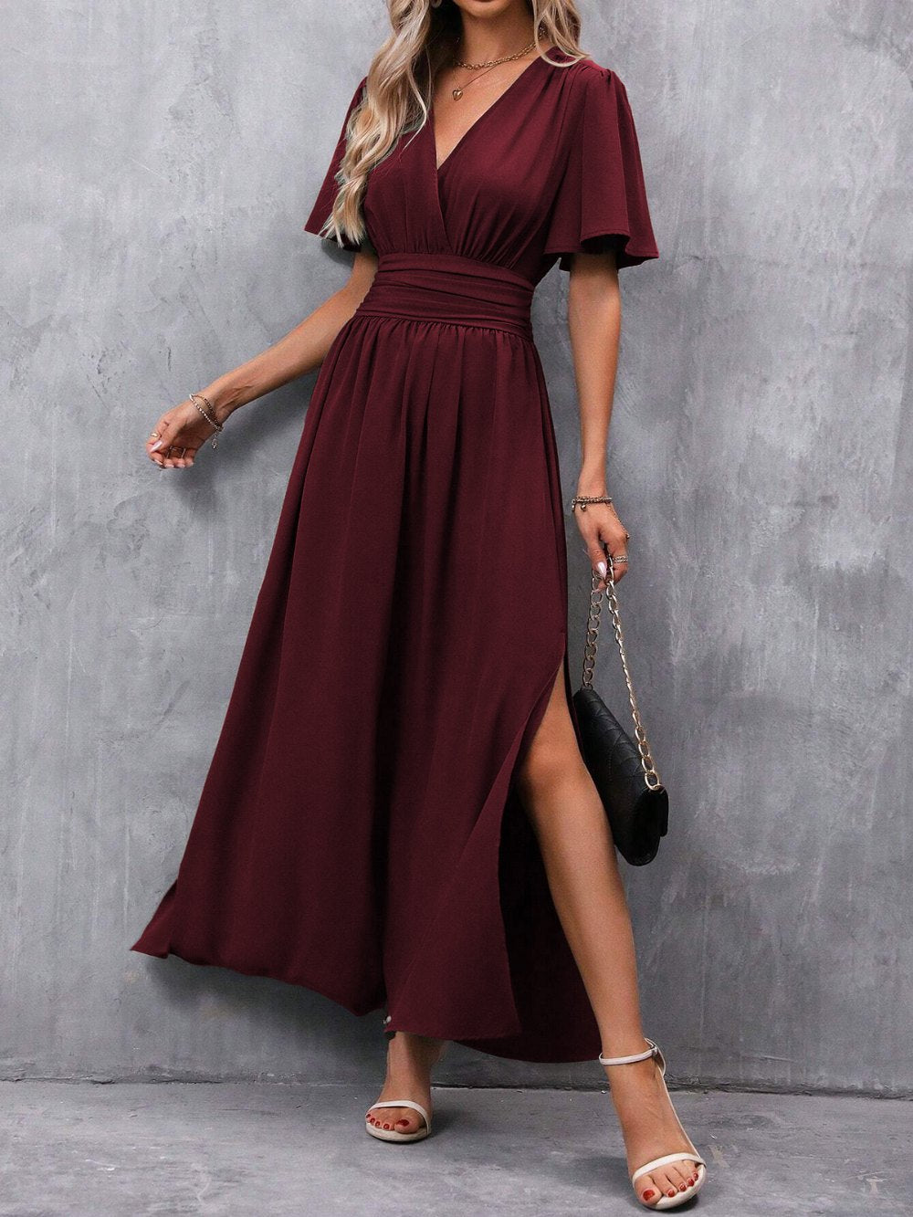 Elegant Fall Wedding Guest Dress for Women with Belted Waist Wedding Guest Style