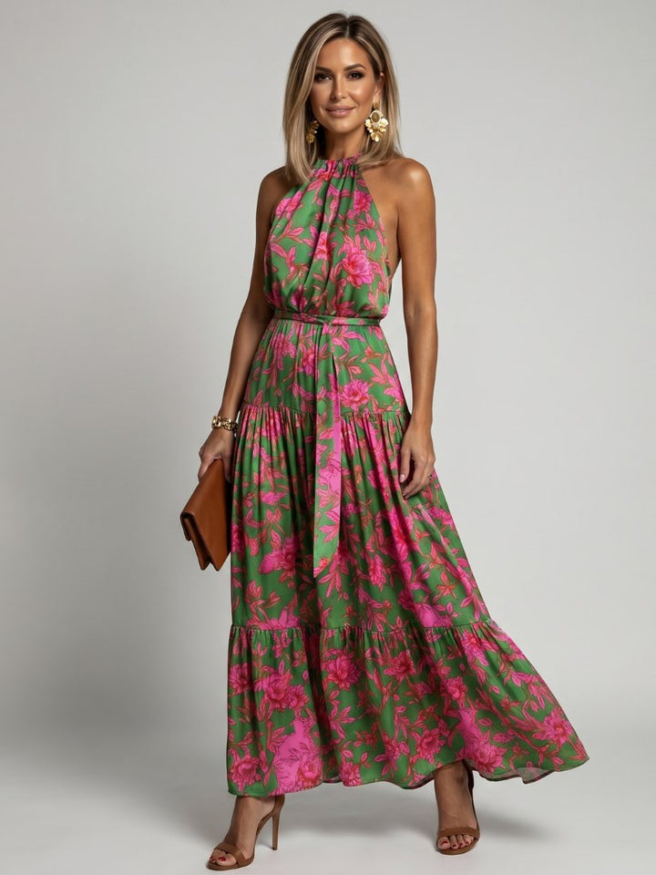 Elegant Fall Wedding Guest Dress for Women with Halter Neck Zip Front Wedding Guest Style