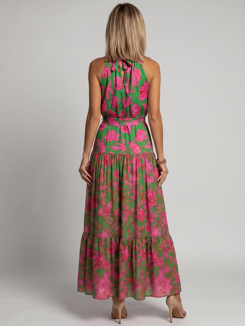 Elegant Fall Wedding Guest Dress for Women with Halter Neck Zip Front Wedding Guest Style