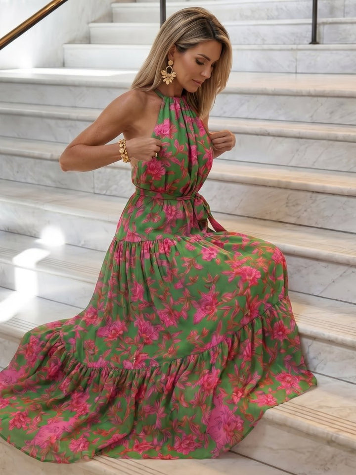 Elegant Fall Wedding Guest Dress for Women with Halter Neck Zip Front Wedding Guest Style