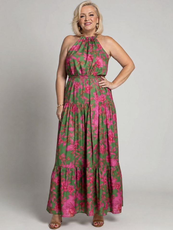Elegant Fall Wedding Guest Dress for Women with Halter Neck Zip Front Wedding Guest Style