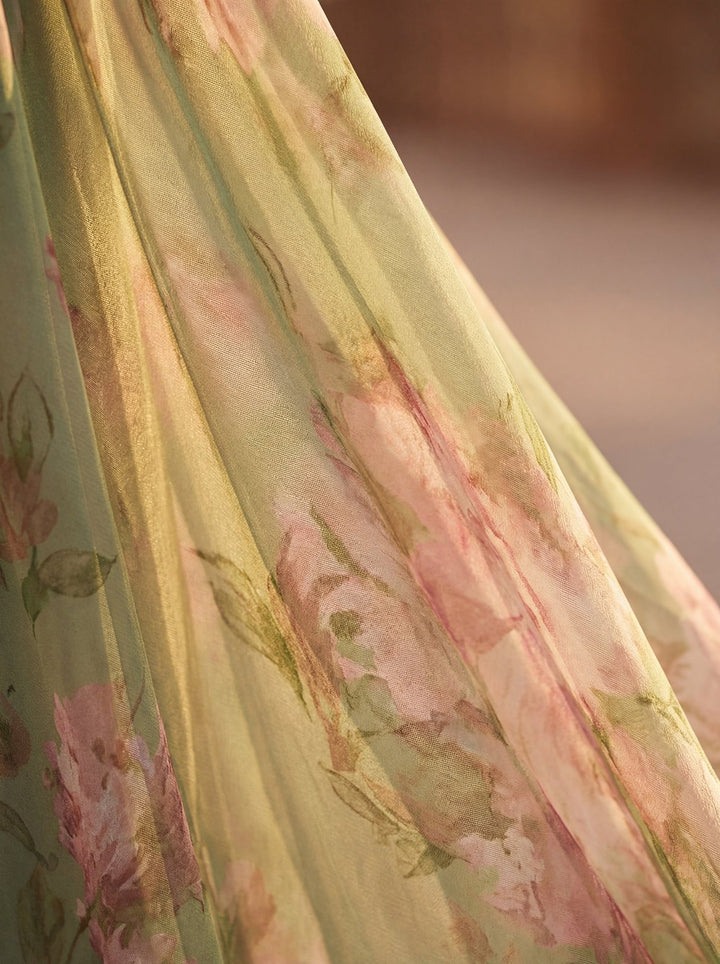 Elegant Floral Fall Wedding Guest Dress for Women with Halter Neck Wedding Guest Style