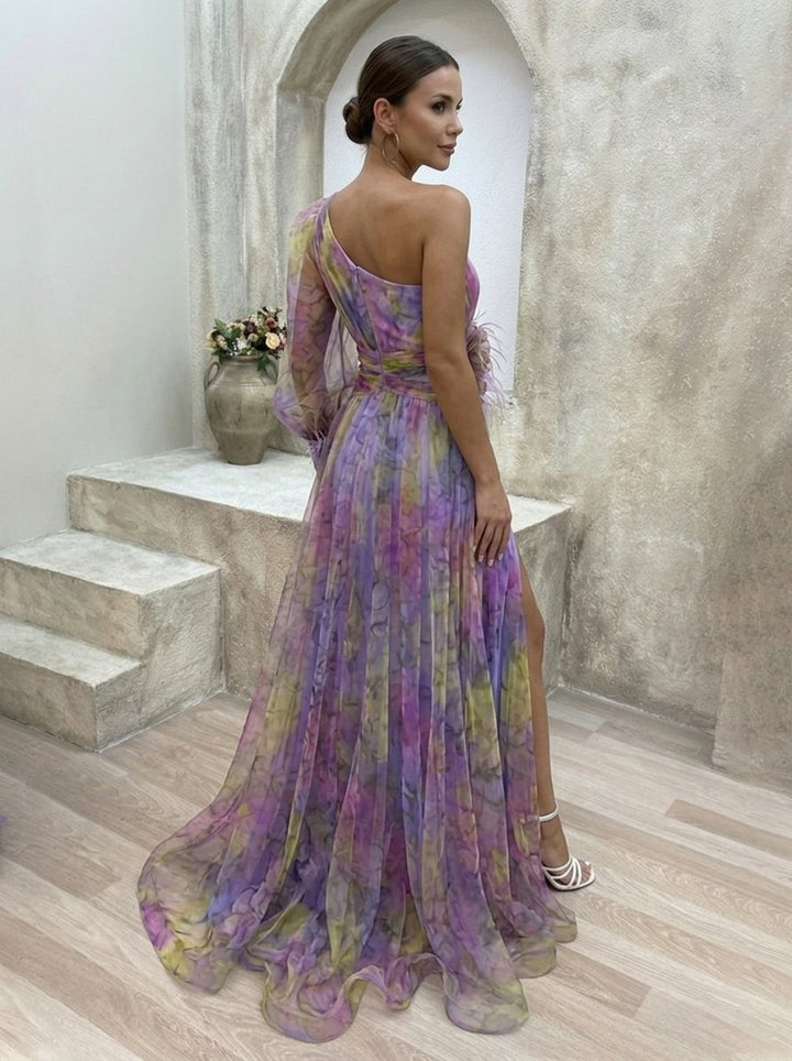 Elegant Floral Formal Dress for Women with Side Slit Formal Style