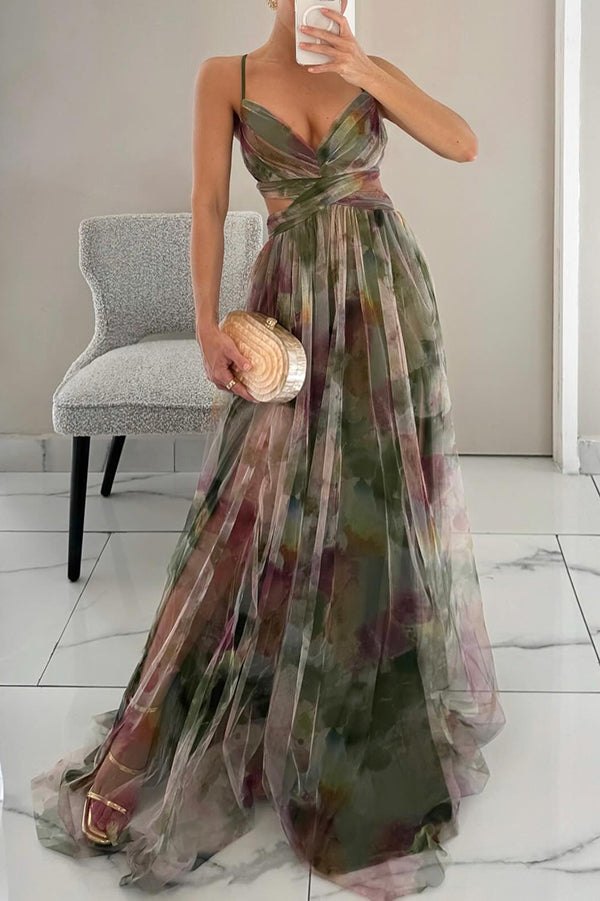 Elegant Floral Formal Dress for Women with Soft Drape Formal Style