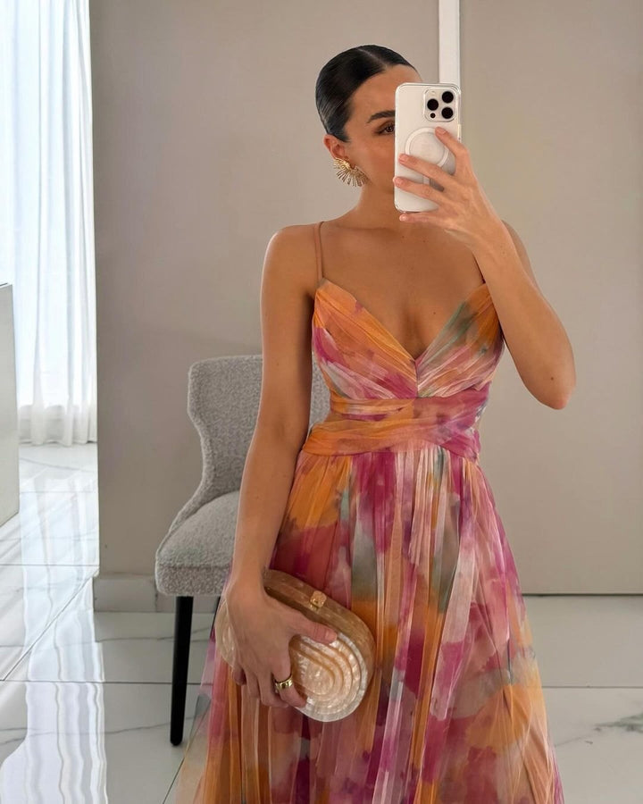 Elegant Floral Formal Dress for Women with Soft Drape Formal Style